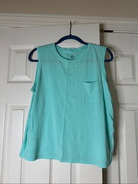 Womens Sleeveless Pocket Tank Top - Mint Green teal size XL